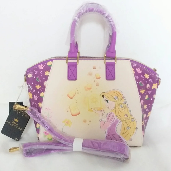 🎉HP🎉Loungefly Disney Tangled Flowers Satchel Bag NWT - Picture 2 of 6